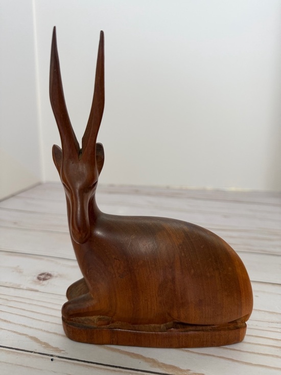 Other - Wood Hand Carved Antelope / Gazelle Sculpture Wood Decor